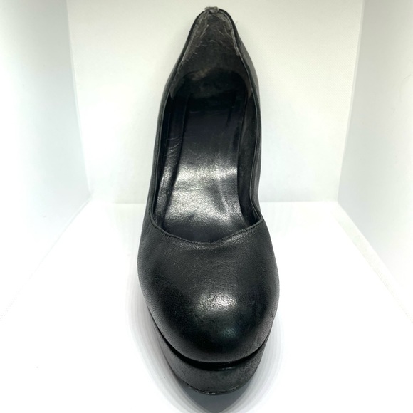 Stuart Weitzman 7.5 Black Leather Platform Heel! Read Description 4 Condition! - Picture 6 of 17